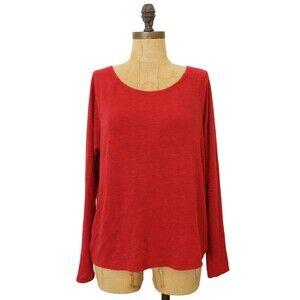 WST CST Layered Back Knit Top Size S Long Sleeve Scoop Neck Red NEW B26